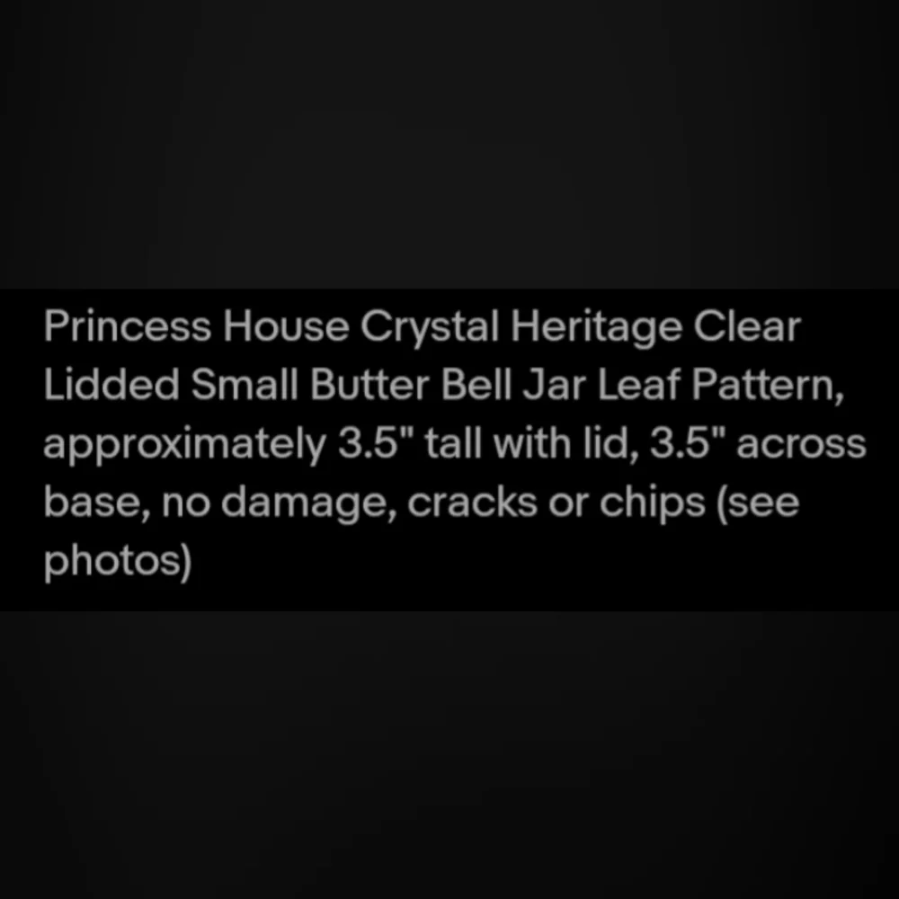 Princess House Crystal Heritage Clear Lidded Mini Butter Bell Jar Leaf Pattern